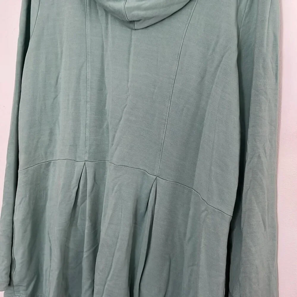 LOGO Full Zip Hooded Jacket SZ Lg Green Long Sleeve Pockets Athleisure Transitio